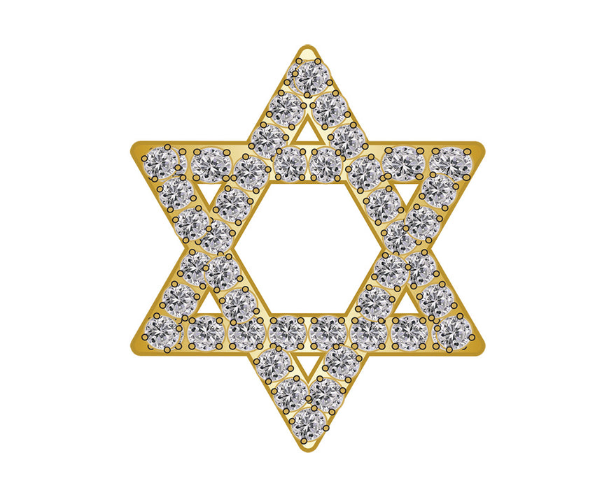 Mini Star of David Icon - Clear/Gold