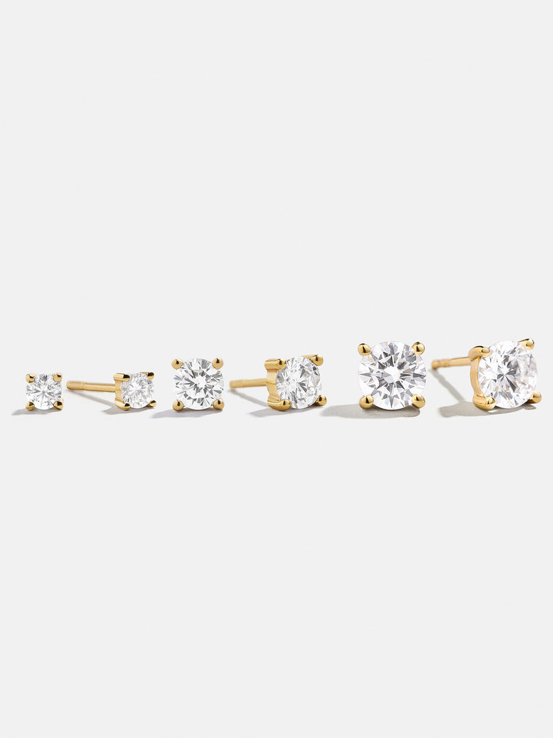 Debra 18K Gold Earring Set - Gold/Pavé