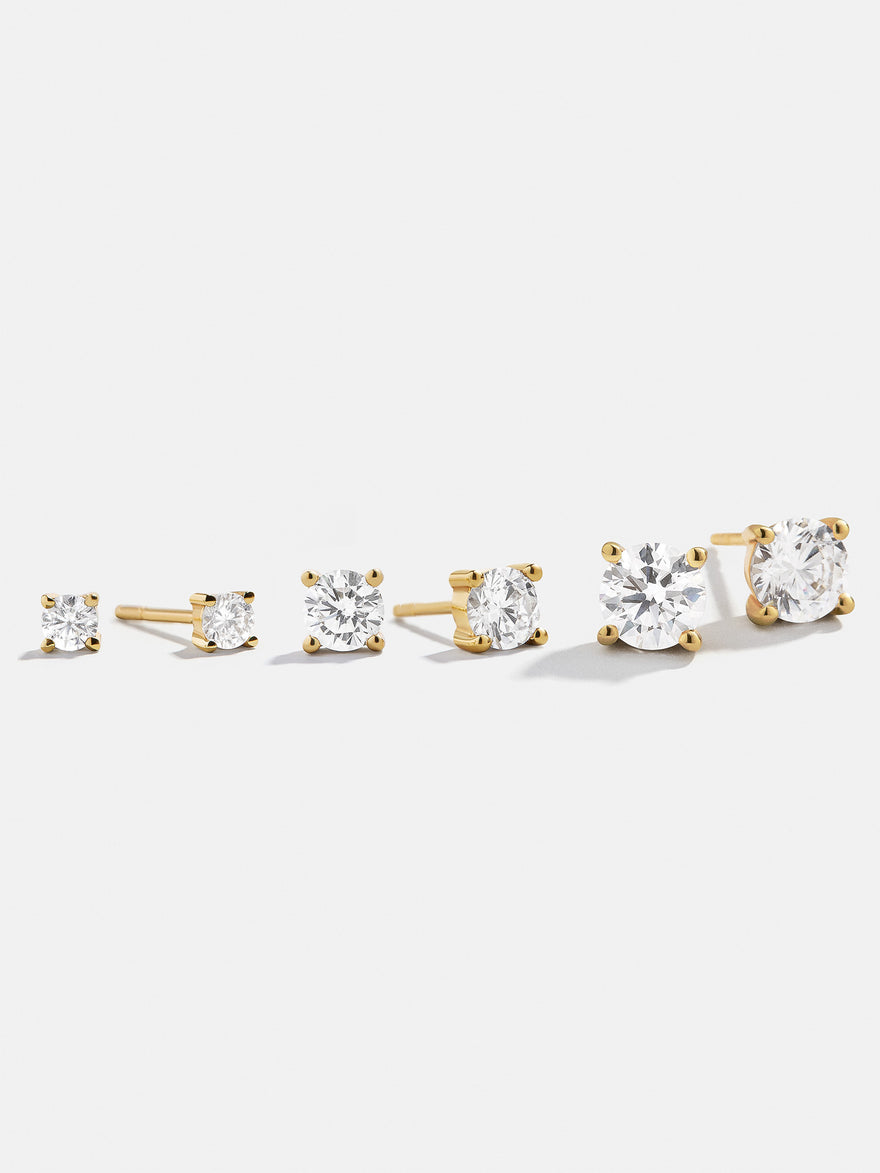 Debra 18K Gold Earring Set - Gold/Pavé