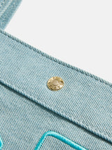BaubleBar Custom Alpha Tote - Blue Denim - 
    Personalized canvas tote bag with custom embroidered initials 
  
