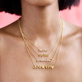 Disney Mickey Mouse 14K Gold Plated Sterling Silver Custom Nameplate Necklace - Gold/Pavé