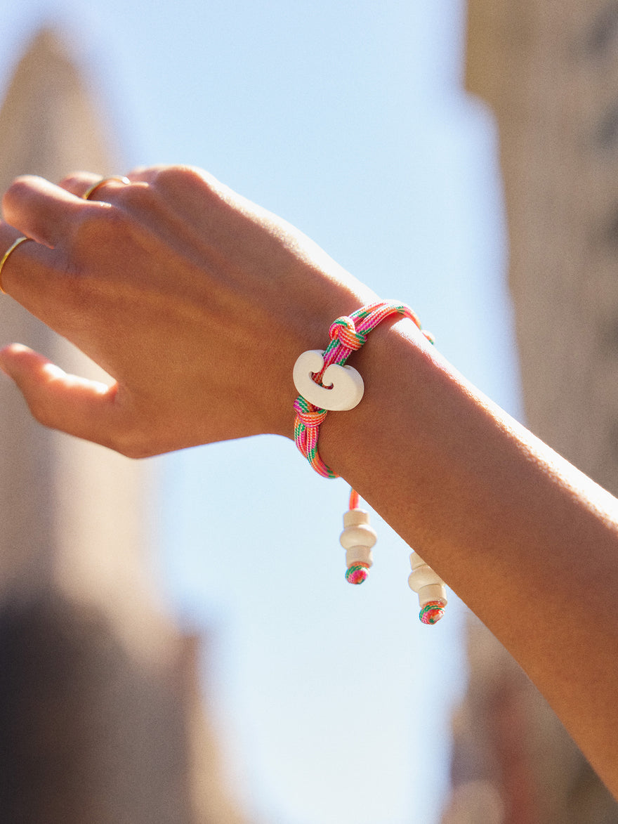 Knotty Enamel Initial Custom Bracelet - Multi/White Single Letter