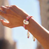 Knotty Enamel Initial Custom Bracelet - Multi/White Double Letter