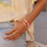 Knotty Enamel Initial Custom Bracelet - Pink/Orange Double Letter