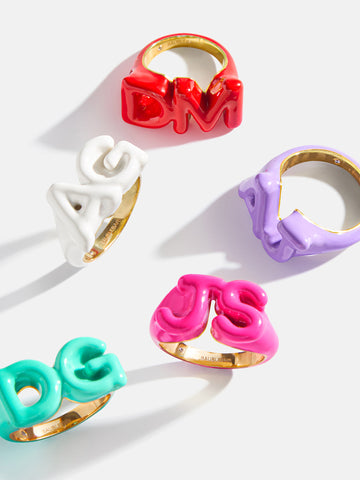 Block Enamel Custom Initial Ring - Hot Pink – Ends Tomorrow: Enjoy 20% ...