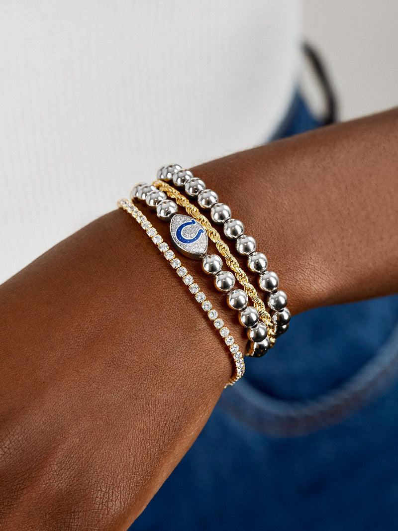 BaubleBar Indianapolis Colts NFL Silver Pisa Bracelet - Indianapolis Colts - NFL beaded stretch bracelet
