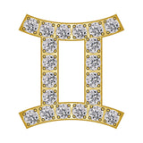 Gemini Mini Zodiac Icon - Pavé/Gold