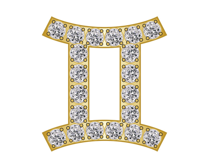 Gemini Mini Zodiac Icon - Pavé/Gold