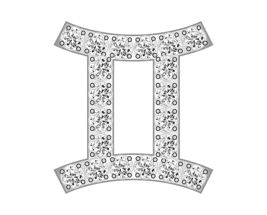 Gemini  Zodiac Icon - Pavé Silver