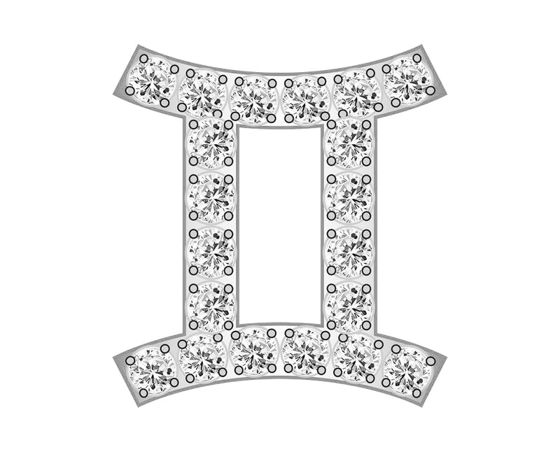 Gemini Mini Zodiac Icon - Pavé/Silver