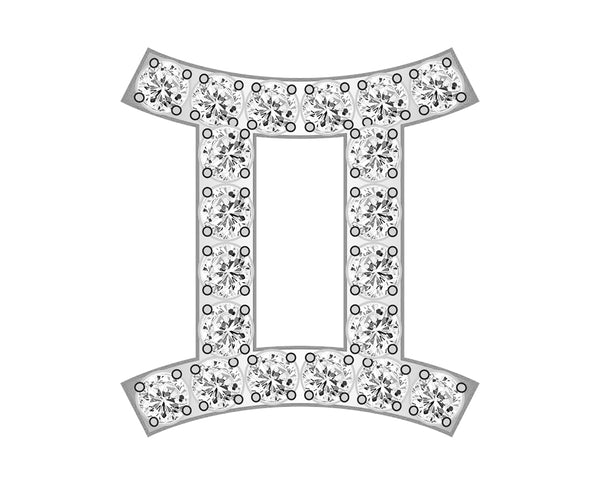 Gemini Mini Zodiac Icon - Pavé/Silver