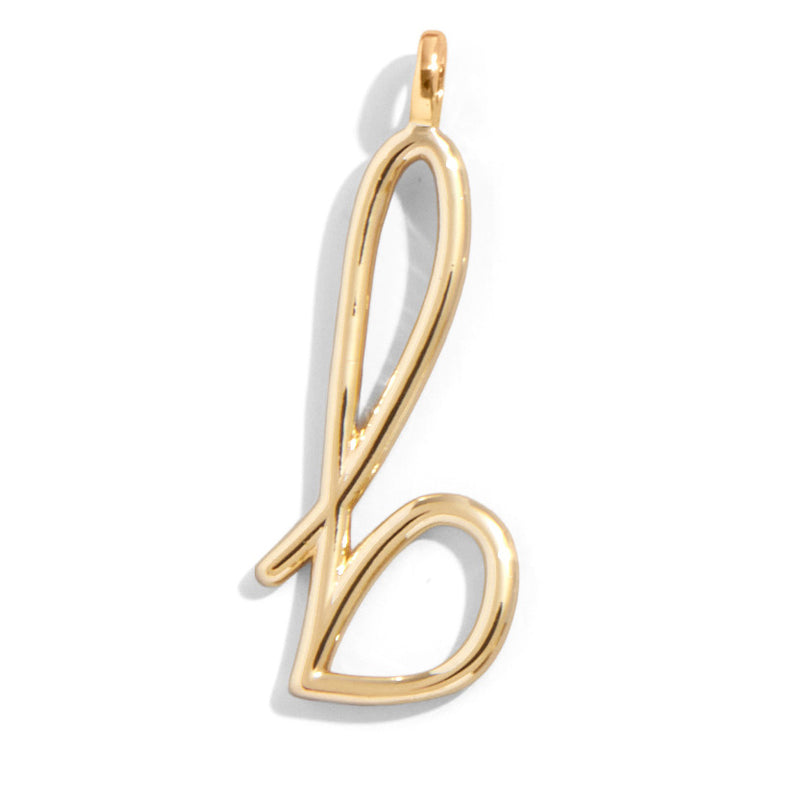 Custom Gold Enamel Script Letter Charm - B