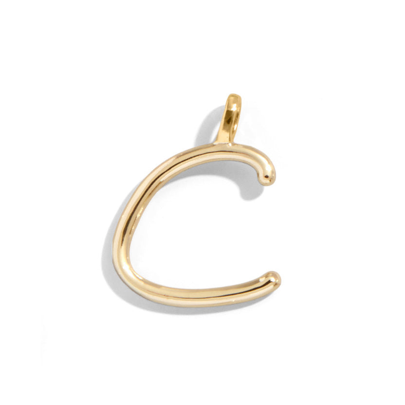 Custom Gold Enamel Script Letter Charm - C