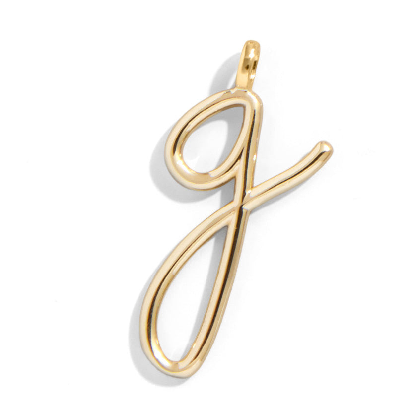 Custom Gold Enamel Script Letter Charm - G