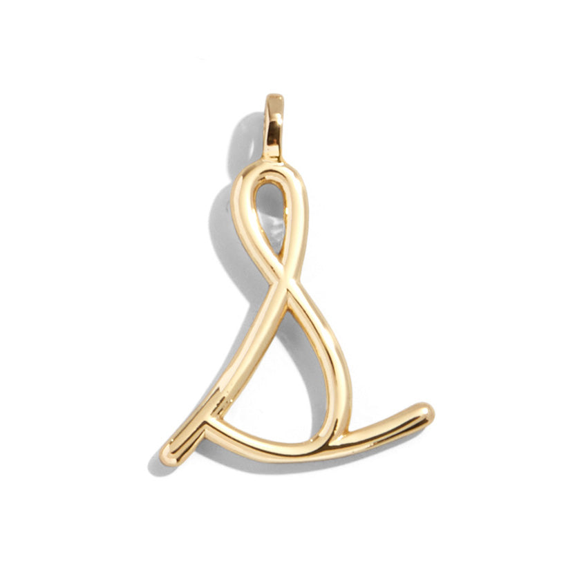 Custom Gold Enamel Script Letter Charm - S