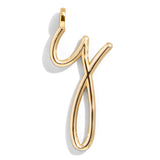 Custom Gold Enamel Script Letter Charm - Y