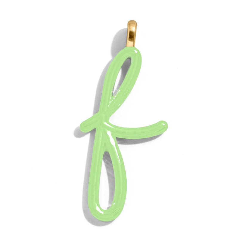 Custom Matcha Green Enamel Script Letter Charm - F