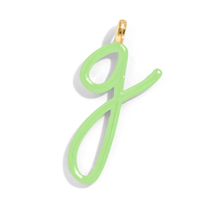 Custom Matcha Green Enamel Script Letter Charm - G