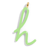 Custom Matcha Green Enamel Script Letter Charm - H