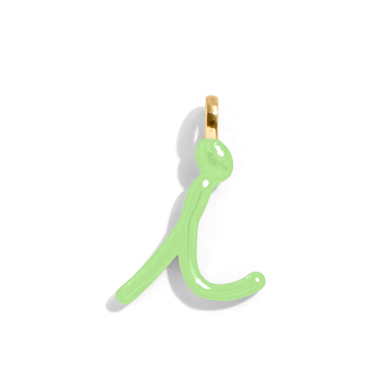 Custom Matcha  Green Enamel Script Letter Charm - I