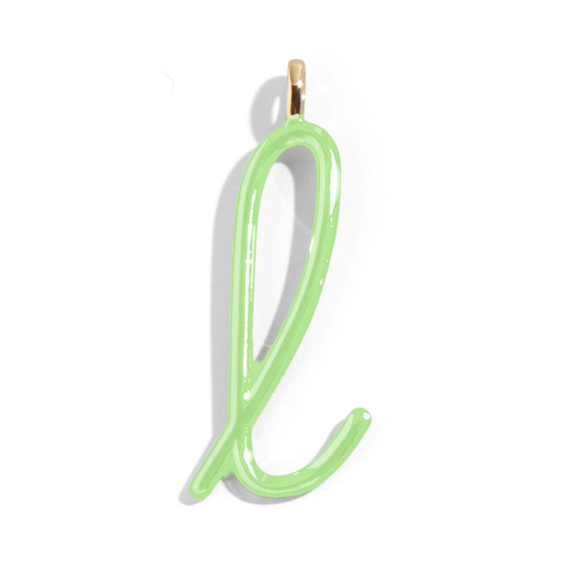 Custom Matcha Green Enamel Script Letter Charm - L