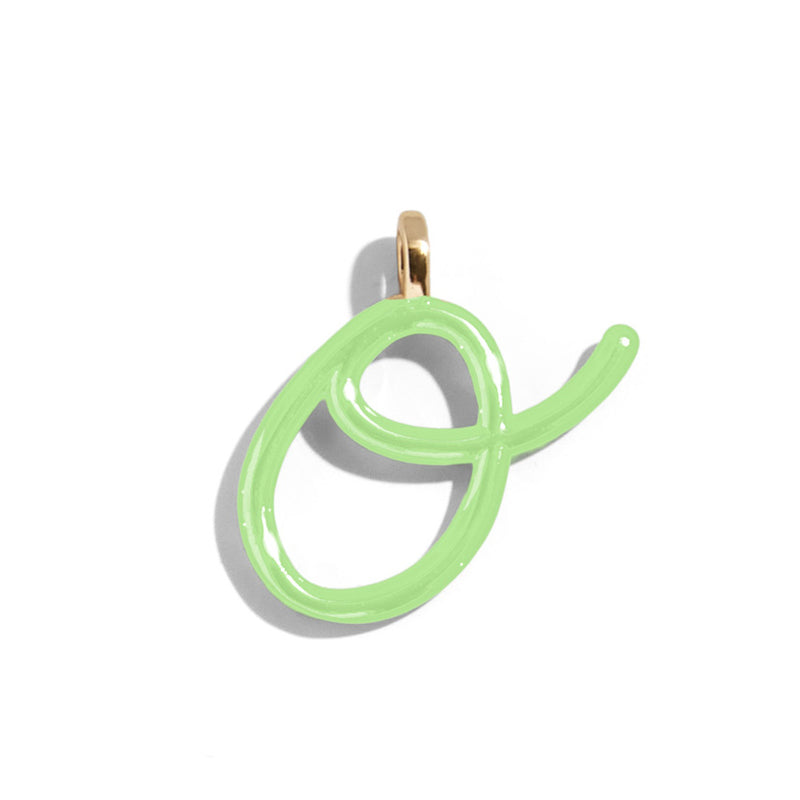 Custom Matcha Green Enamel Script Letter Charm - O