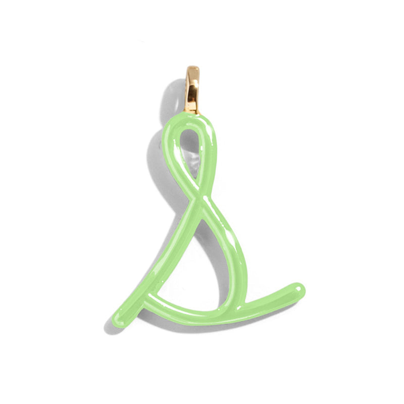 Custom Matcha  Green Enamel Script Letter Charm - S