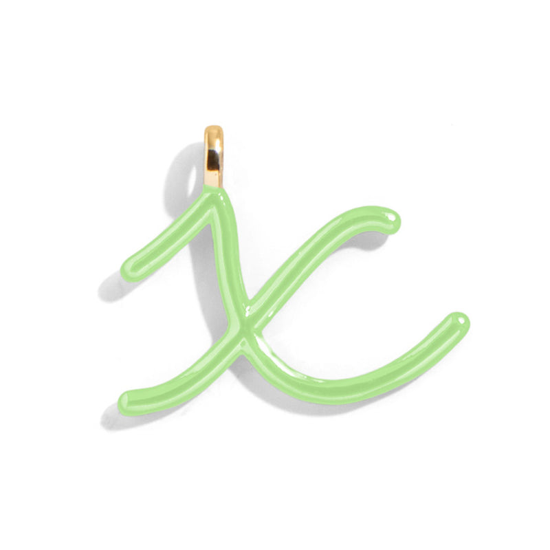 Custom Matcha Green Enamel Script Letter Charm - X