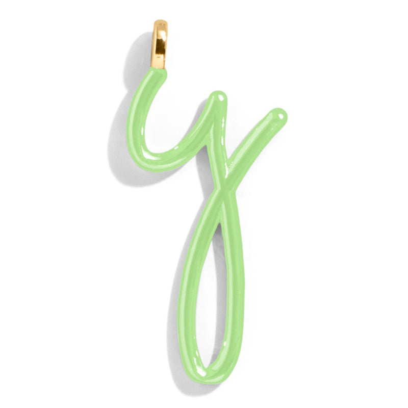 Custom Matcha Green  Enamel Script Letter Charm - Y
