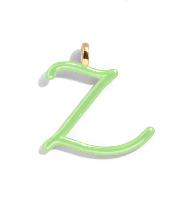 Custom Matcha Green Enamel Script Letter Charm - Z