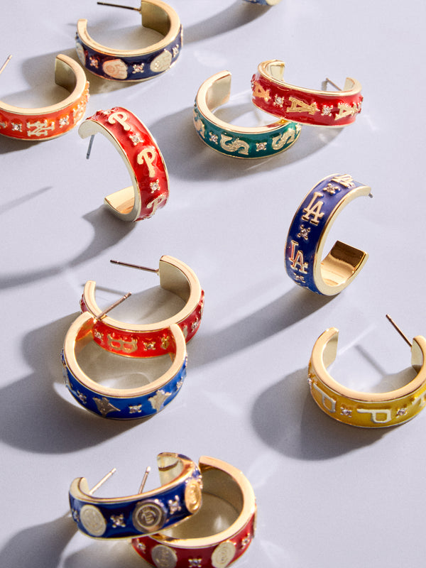 WEAR By Erin Andrews X BaubleBar New York Yankees Enamel Hoop Earrings - New York Yankees