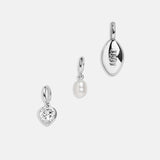 Silver Crystal Heart Cluster Charm - Heart Gem