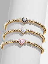 BaubleBar Amour Heart Pisa Bracelet - 
    Gold beaded stretch bracelet
  
