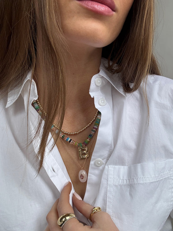 Aura Semi-Precious Pendant Necklace - Pink