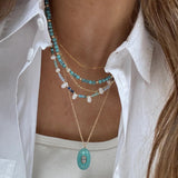 Aura Semi-Precious Pendant Necklace - Aquamarine