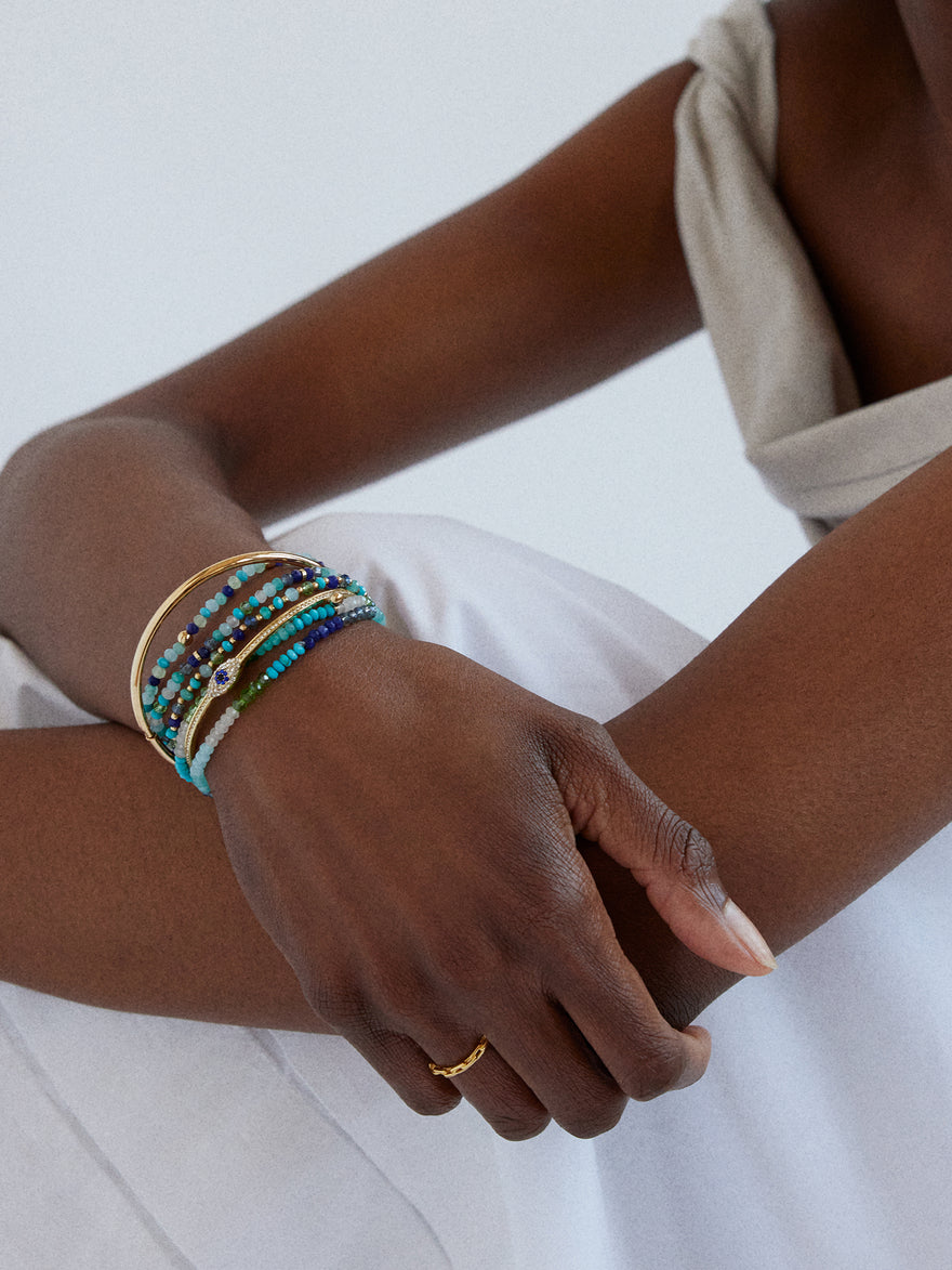 Indya Semi-Precious Layered Bracelet Set - Blue Multi