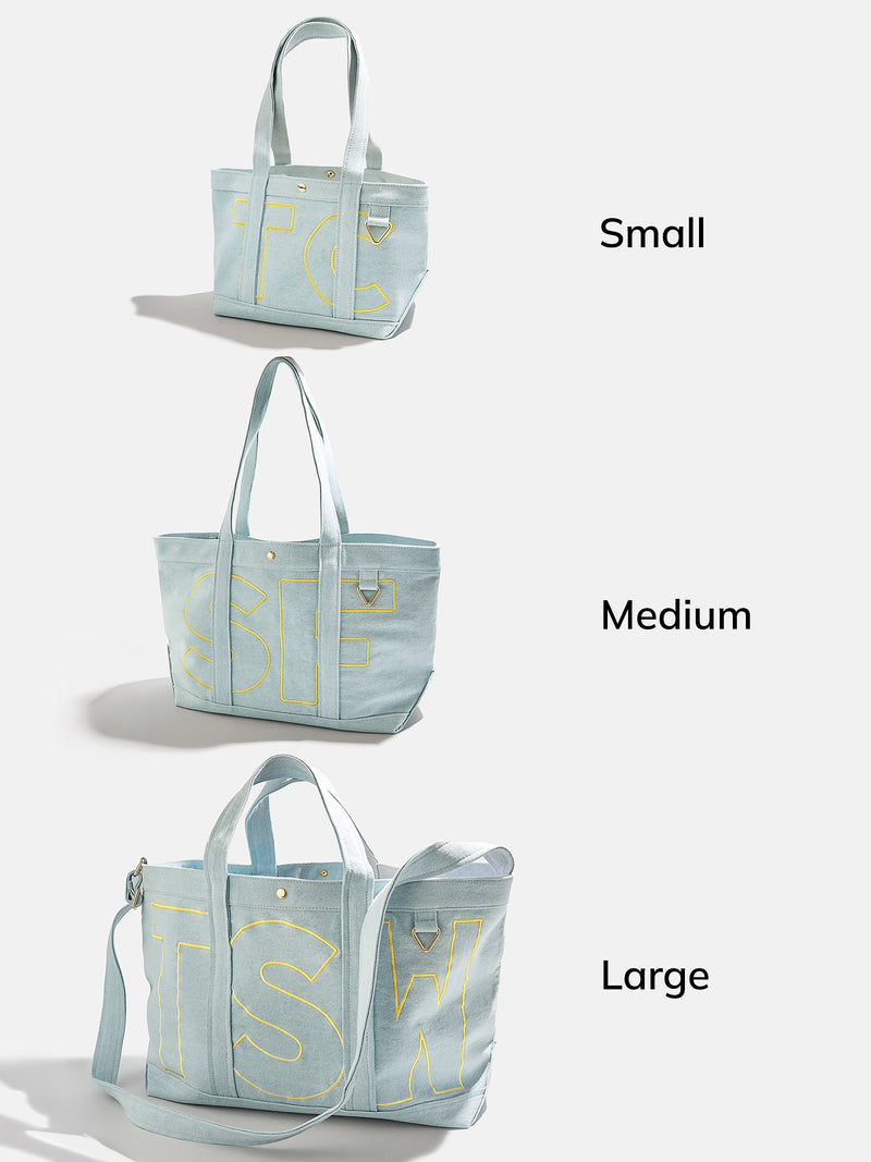BaubleBar Butter Yellow - 
    Personalized canvas tote bag with custom embroidered initials 
  

