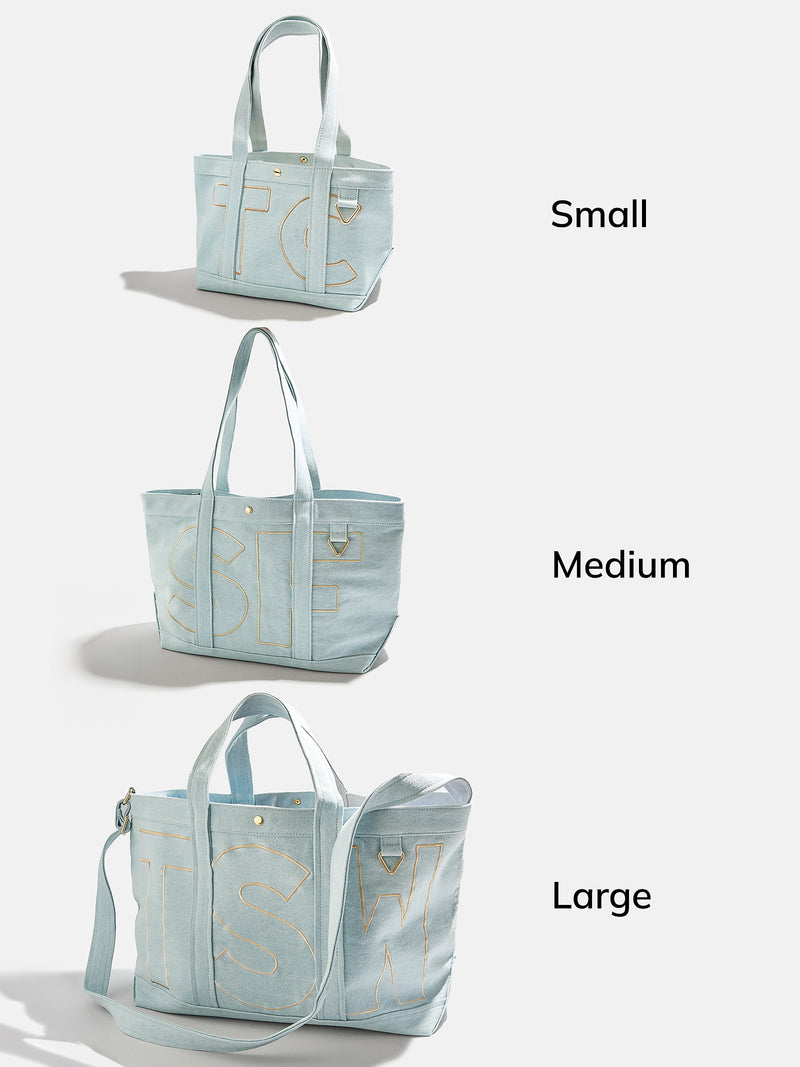 BaubleBar Desert Tan - 
    Personalized canvas tote bag with custom embroidered initials 
  

