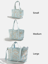 BaubleBar Tangerine Orange - 
    Personalized canvas tote bag with custom embroidered initials 
  
