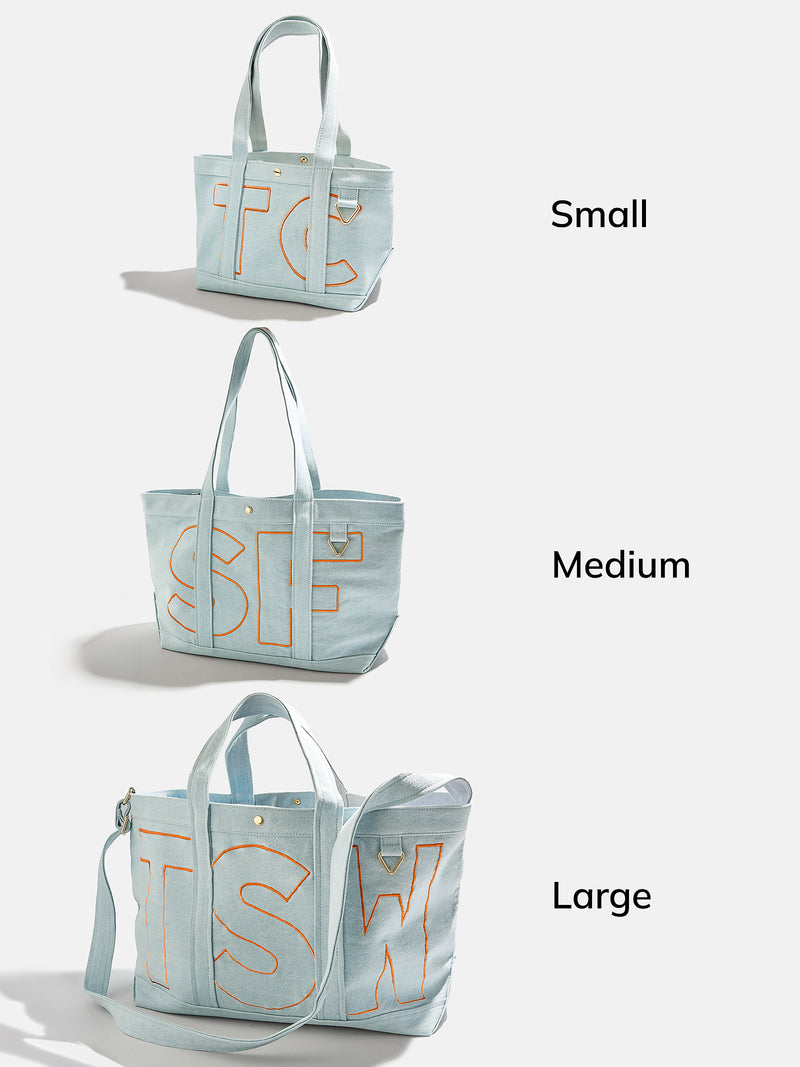 BaubleBar Tangerine Orange - 
    Personalized canvas tote bag with custom embroidered initials 
  
