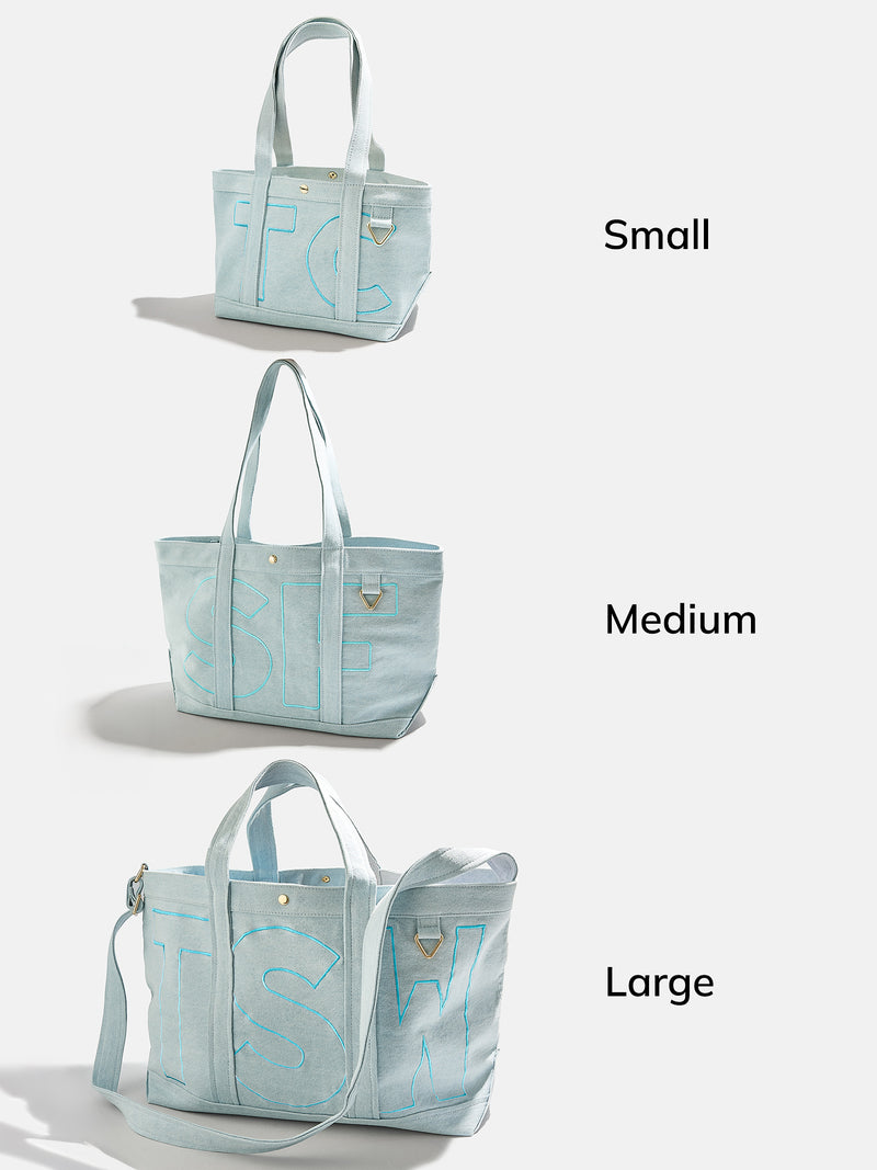 BaubleBar Turquoise - 
    Personalized canvas tote bag with custom embroidered initials 
  
