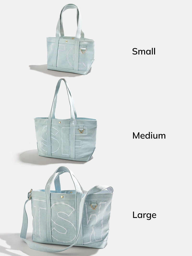 BaubleBar Pure White - 
    Personalized canvas tote bag with custom embroidered initials 
  
