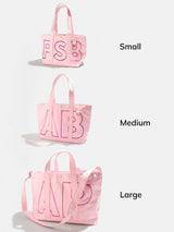 BaubleBar Hot Pink - 
    Personalized canvas tote bag with custom embroidered initials 
  

