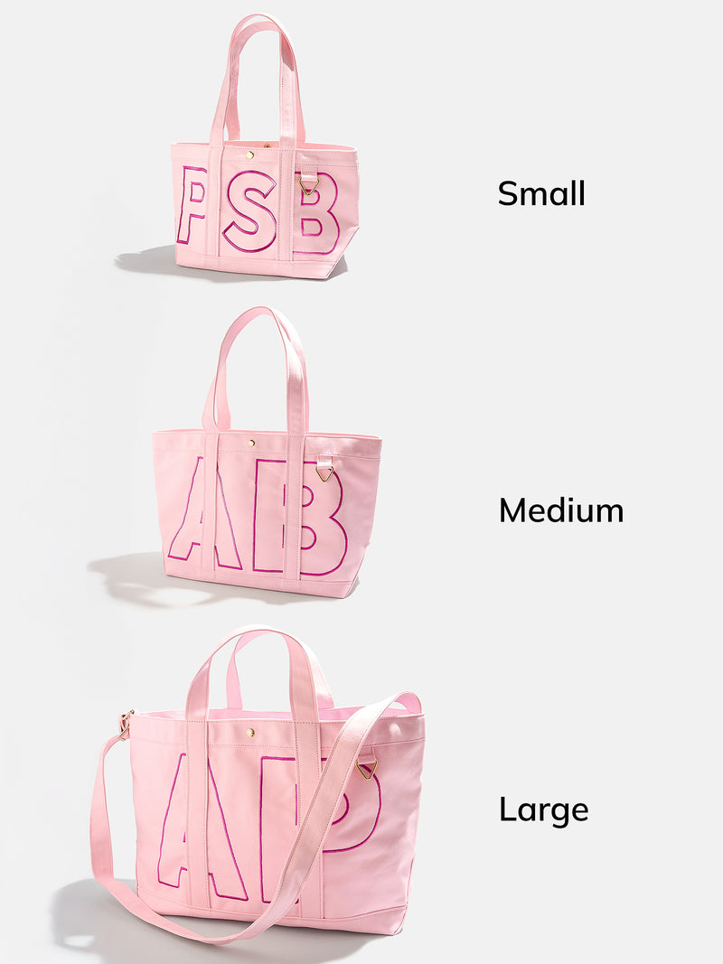 BaubleBar Hot Pink - 
    Personalized canvas tote bag with custom embroidered initials 
  
