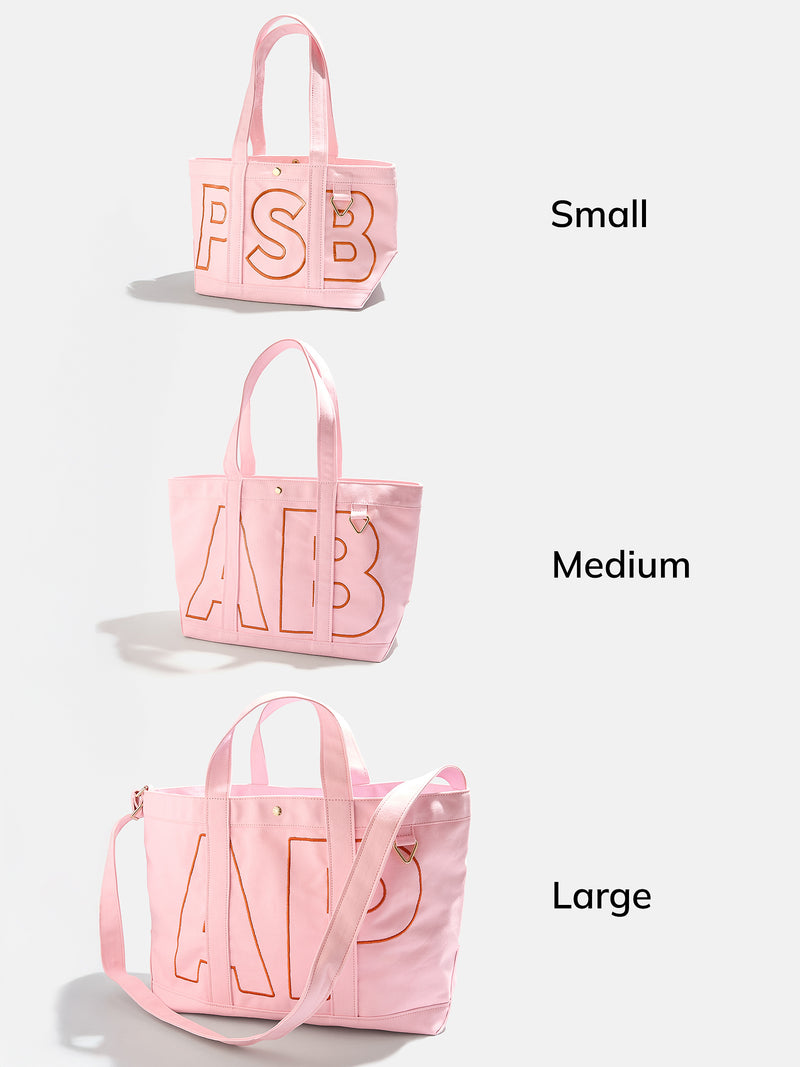 BaubleBar Tangerine Orange - 
    Personalized canvas tote bag with custom embroidered initials 
  
