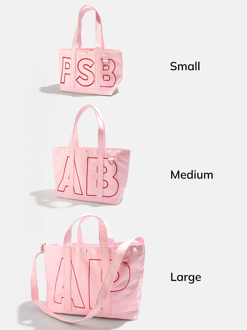 BaubleBar Cherry Red - 
    Personalized canvas tote bag with custom embroidered initials 
  
