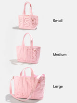 BaubleBar Soft Pink - 
    Personalized canvas tote bag with custom embroidered initials 
  

