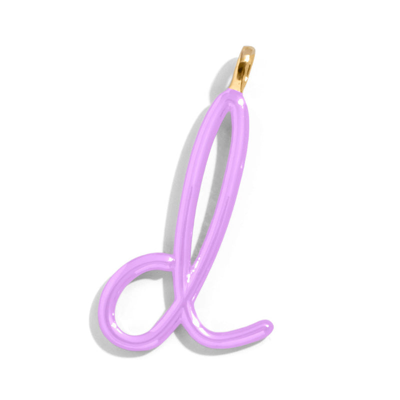 Custom Lilac Enamel Script Letter Charm - D