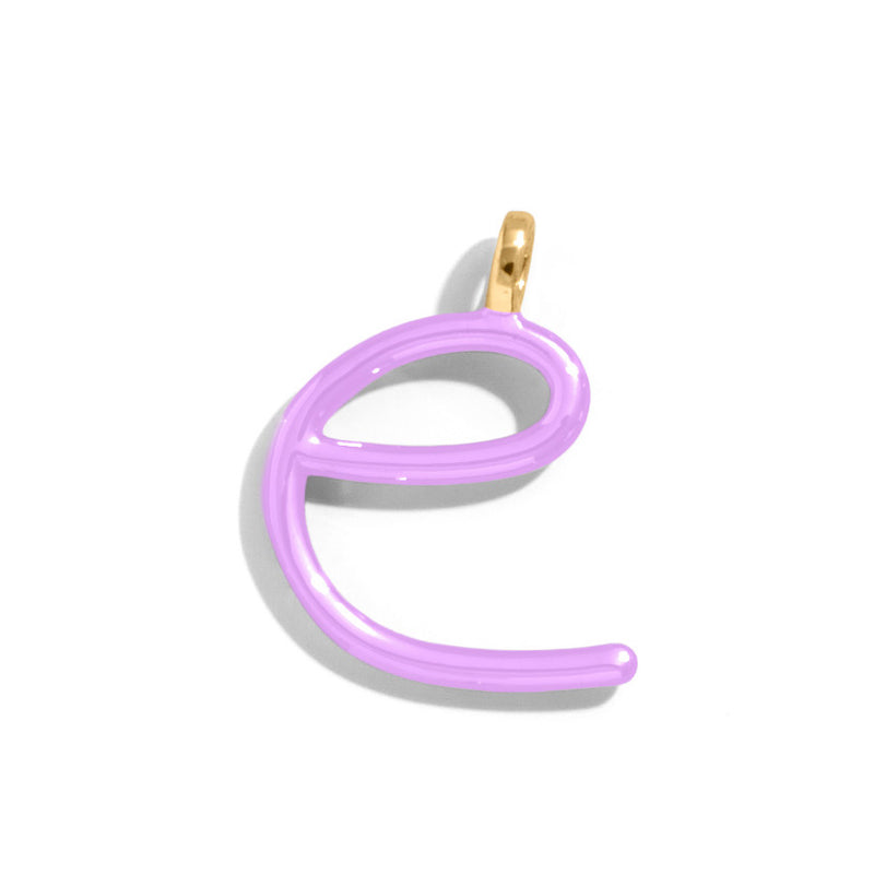 Custom Lilac Enamel Script Letter Charm - E