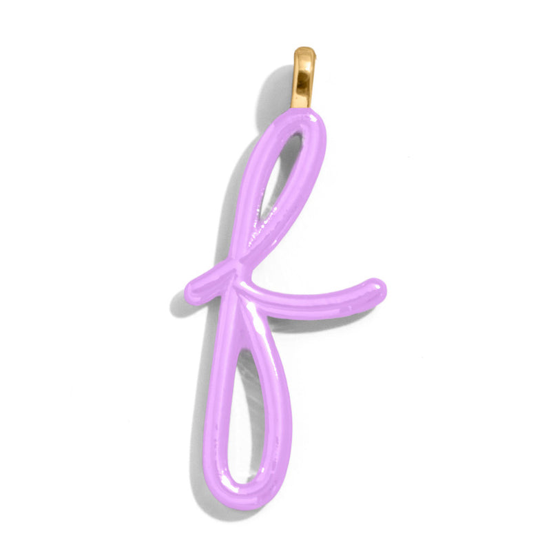 Custom Lilac Enamel Script Letter Charm - F